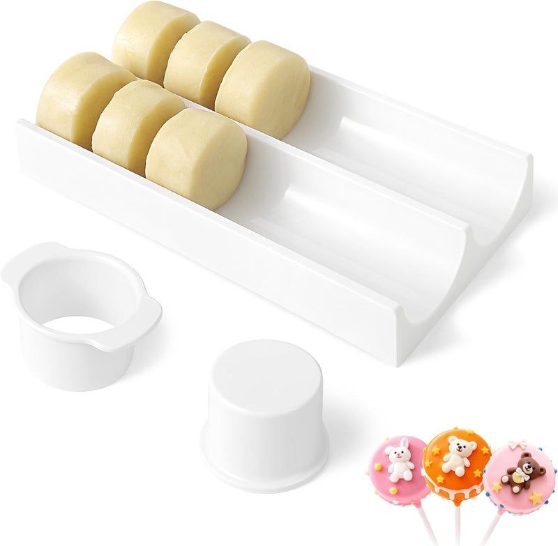 MITCHENIFY Round Cake Pop Mold with 9-Inch Tray, Plastic Cake Pop Cutter and Pusher, Baking Molds for Home Baking, Birthday Parties, Wedding Desserts - Image 1